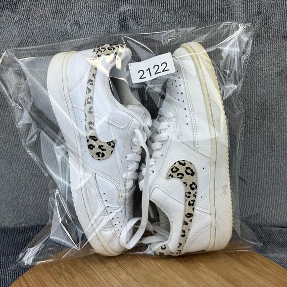Nike Court Vision Low Shoes Womens Size 7 White Leopard Print Swoosh DD9665-100 - Picture 10 of 10